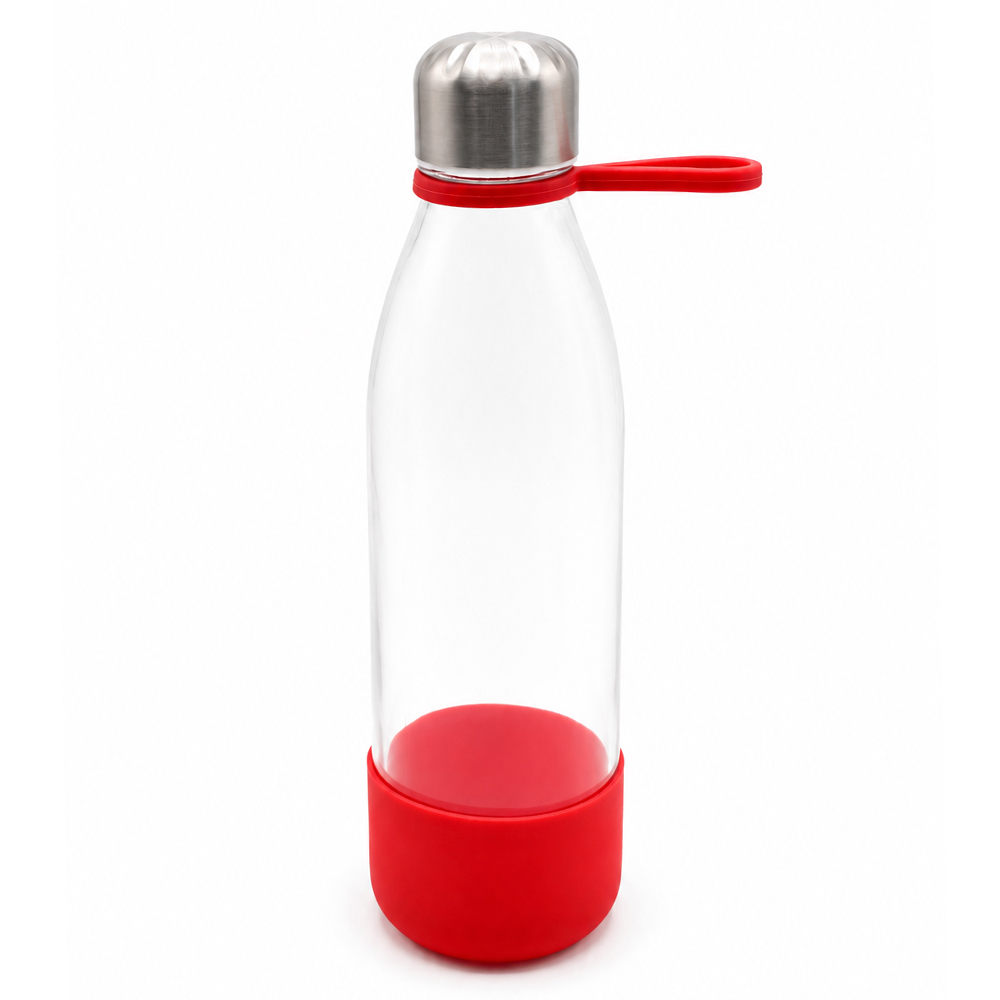 Бутылка стеклянная с манжетой и держателем Glassy, синяя