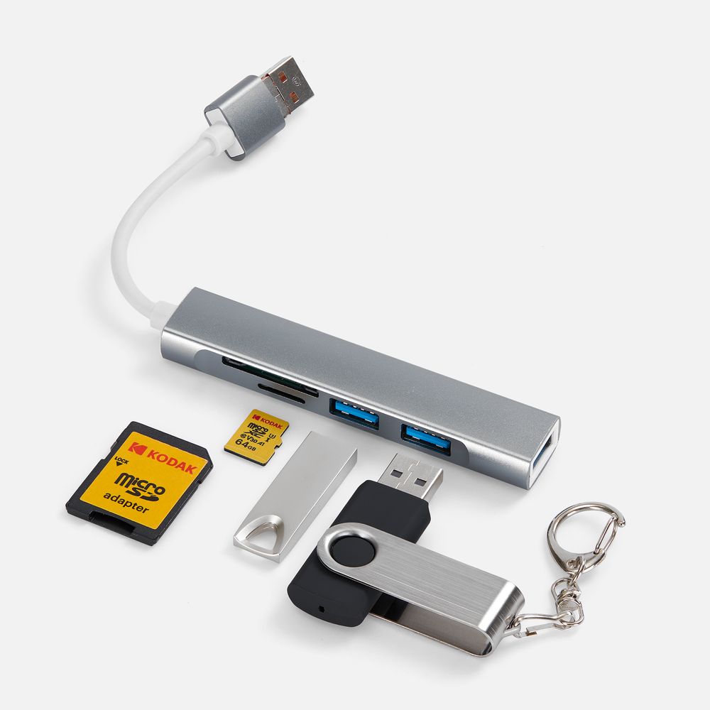 USB-хаб Slotto, серый