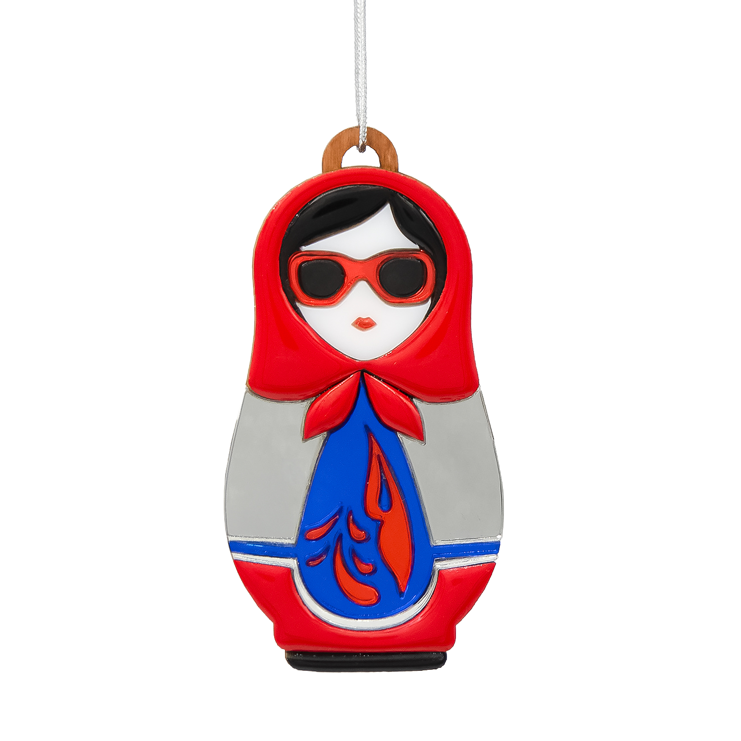 Ёлочная игрушка Матрёшка с узорами