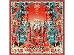Платок «Кремль - Москва - Фаберже»